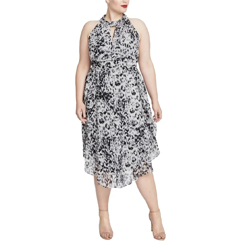 Versatile Items Rachel Roy Womens Chiffon Midi Dress, White, 24W