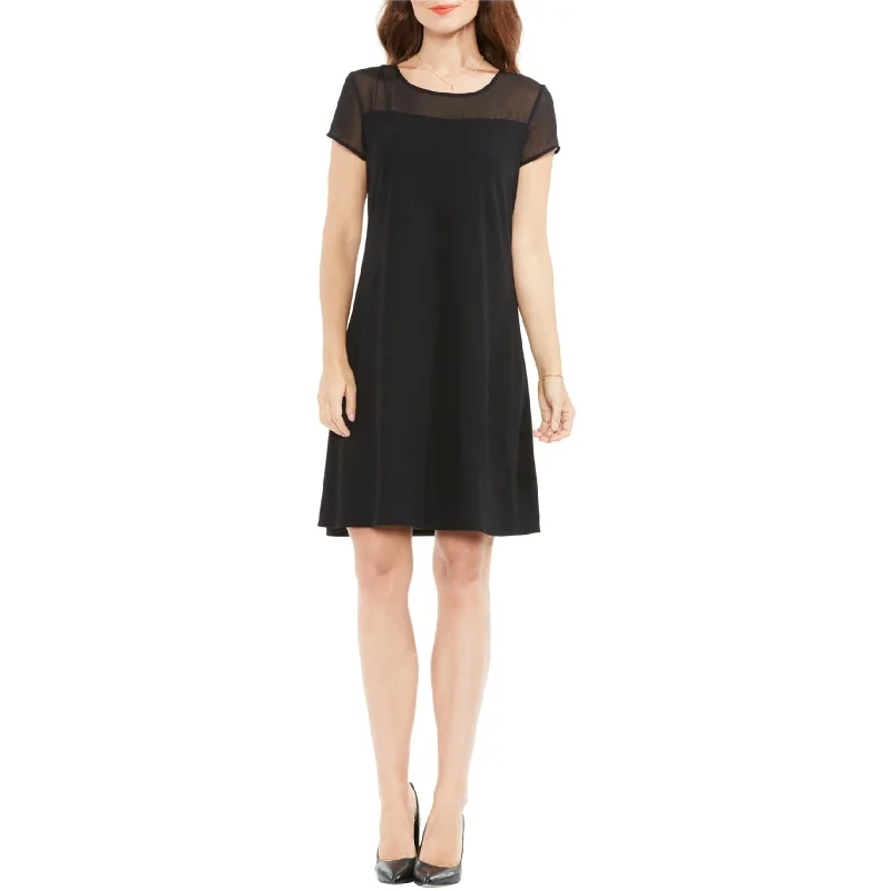 Street Casual Style Vince Camuto Womens Illusion Shift Dress, Black, X-Small