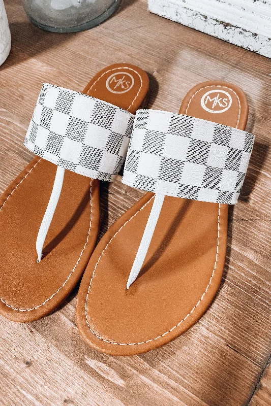 Windbreaker fashion Checking On You- {Cream & Brown} Checkered Sandals