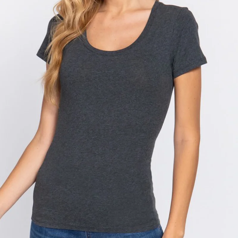 Free and comfortable Basically Yes Scoop Neck Top Charcoal