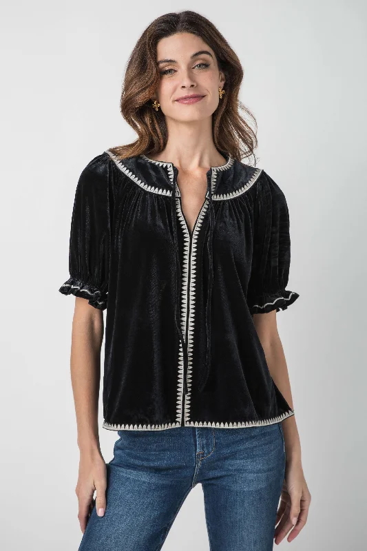 Street Style Suit THML Velvet Contrast Trim Top