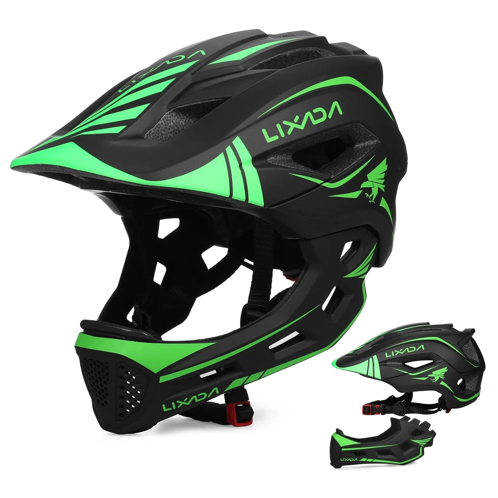 All-Day Wear Detachable Full Face Helmet Children Sports Safety Bike Helmet Protective Gear for Cycling Skateboarding Roller Skating Scooter