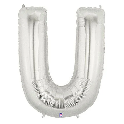 Affordable selection 40 inch LETTER U - SILVER MEGALOON