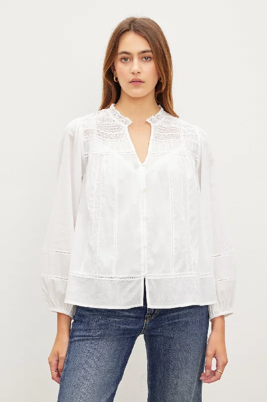 Fashion Concept LIAM COTTON LACE BUTTON FRONT TOP