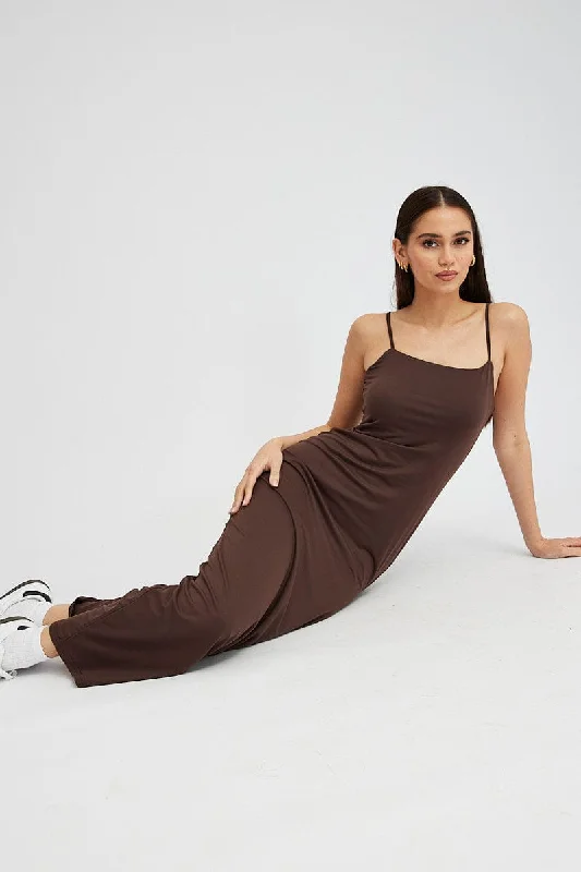 Comfortable Outfits Brown Supersoft Maxi Dress Sleeveless