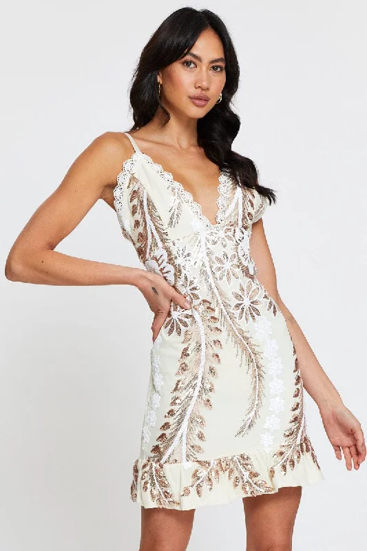 Street Fashion Metallic Cocktail Party Dress Mini