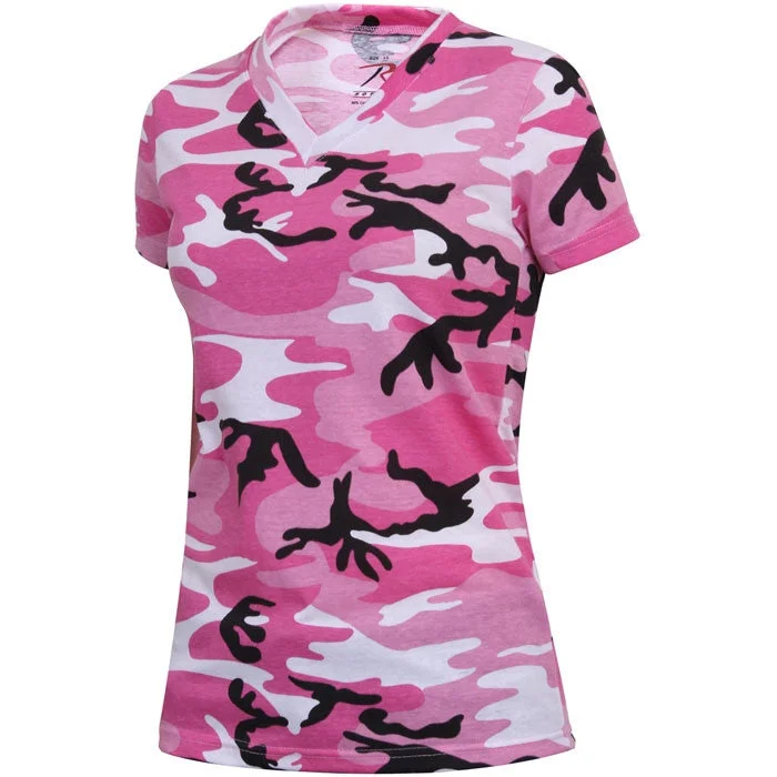 Modern City Pink Camouflage - Womens Long Length V-Neck T-Shirt