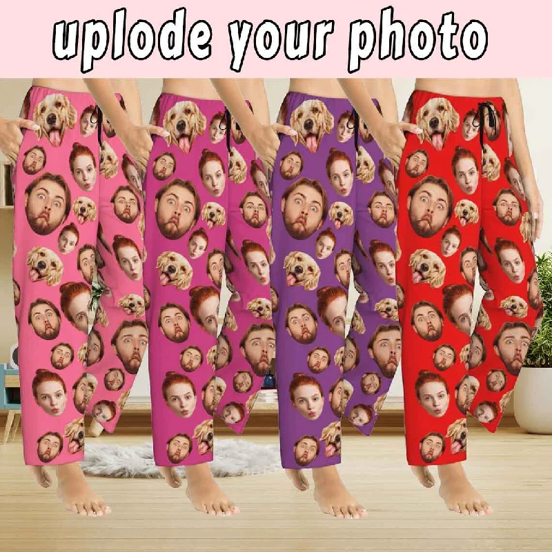 Minimal Style Custom Family Face Slumber Party Unisex Long Pajama Pants Best Gifts for Family