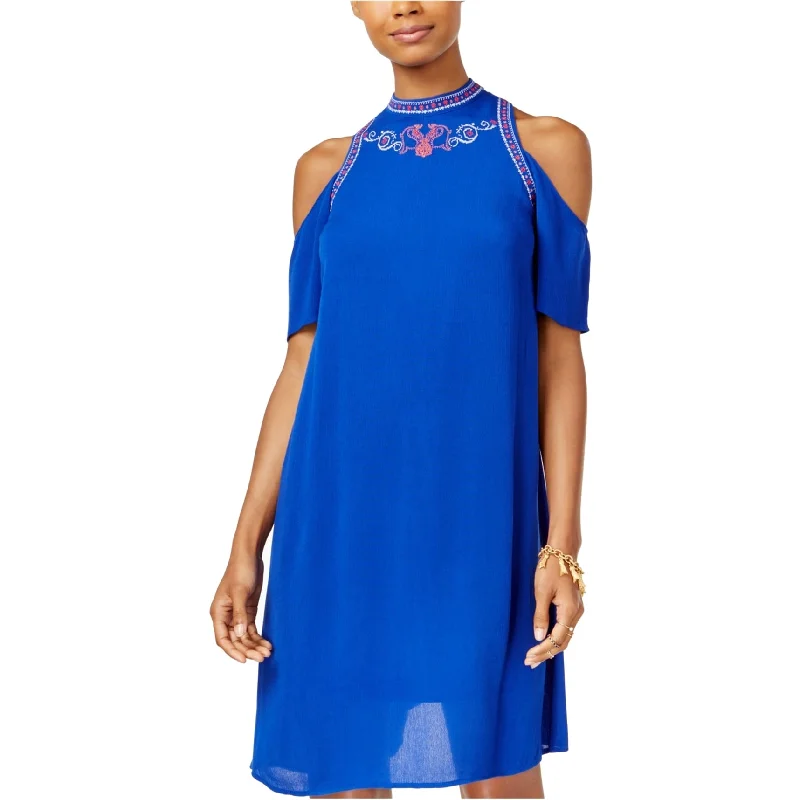 Independent design Sequin Hearts Womens Embroidered A-line Dress, Blue, Large