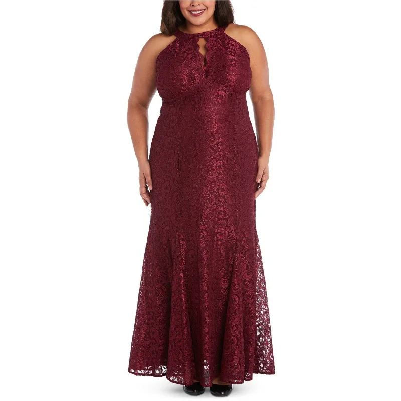 Sports Jumpsuit Nightway Womens Scalloped Fit & Flare Gown Off-Shoulder Strapless Dress, Red, 14W