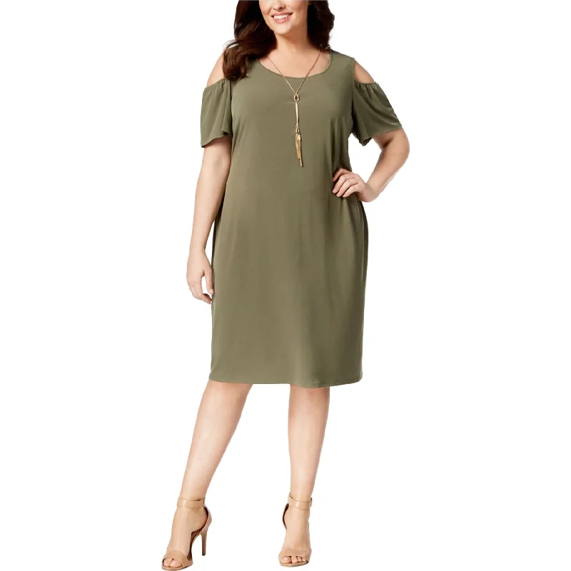Personalized Design JM Collection Womens Knot Chain Cold Shoulder Sheath Dress, Green, 3X