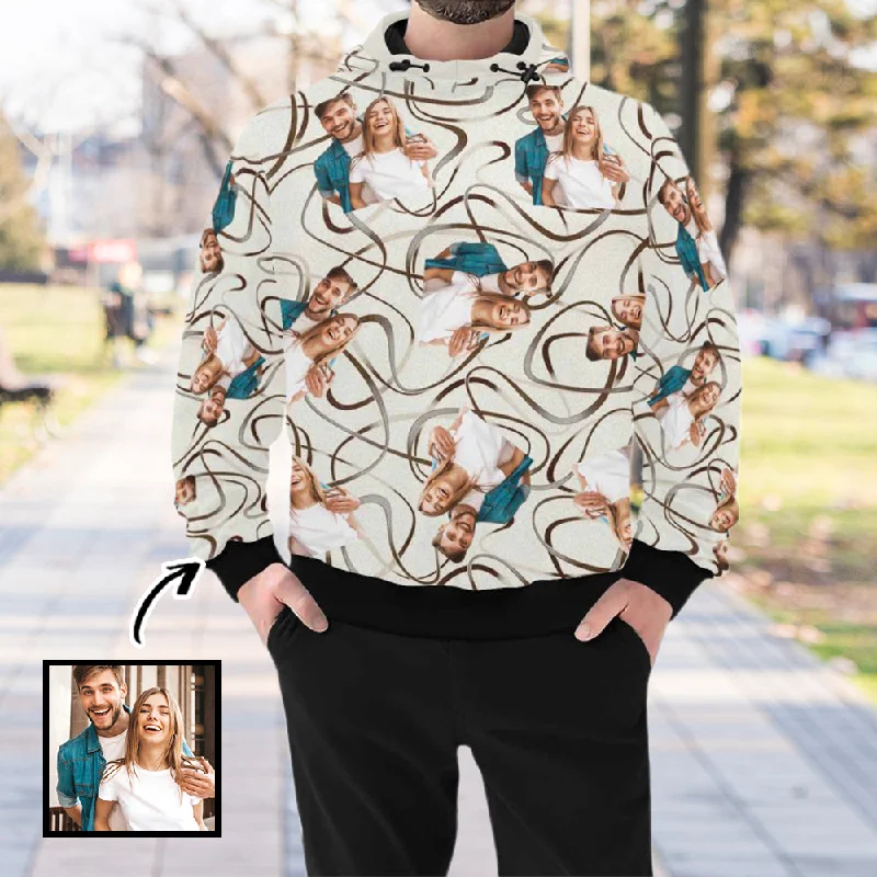 Avant-garde trend High Neck Pullover Hoodie Custom Photo Hoodie for Men