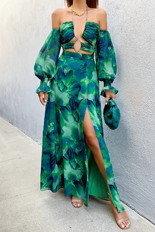 Comfortable Fashion Karma Maxi Dress - Green Floral