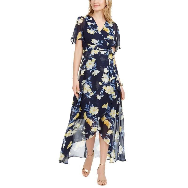Fashion Wear Jessica Howard Womens Floral High-Low Maxi Dress, Blue, 6