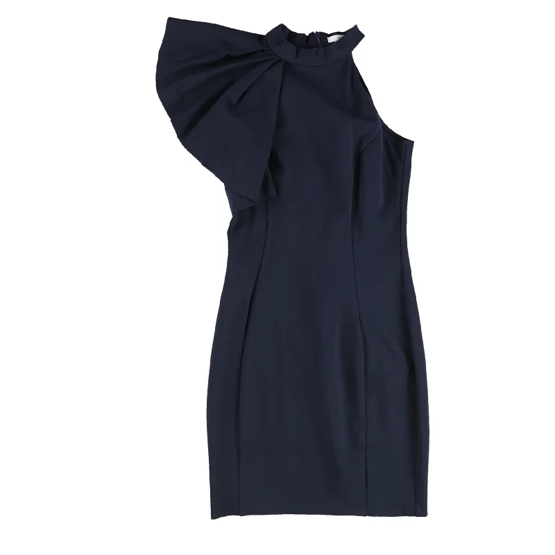 Cozy Chic Bar Iii Womens Asymmetrical Ruffle Bodycon Dress