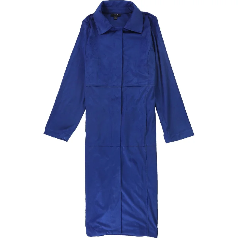 Minimalism Alfani Womens Faux-Suede Jacket Maxi Dress, Blue, Medium