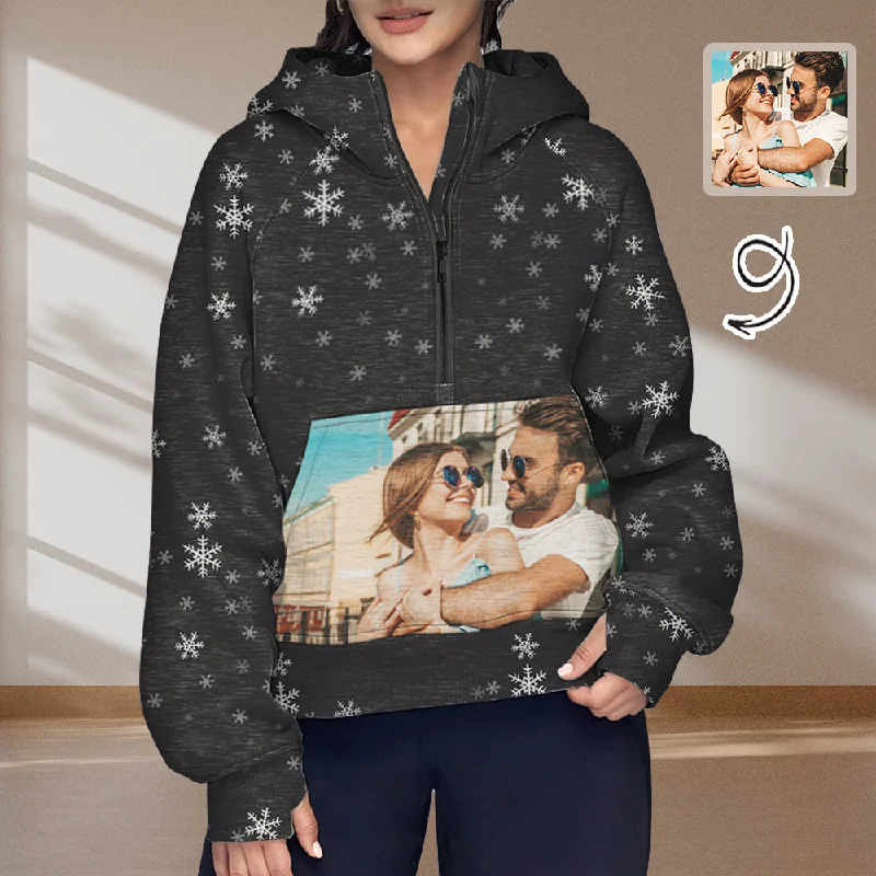 Chic Lounge Women's Half Zip Cropped Hoodies Custom Photo Christmas Fleece Athletic Pullover Hoodies with Pockets Thumb Hole Chic Lounge Women's Half Zip Cropped Hoodies Custom Photo Christmas Fleece Athletic Pullover Hoodies with Pockets Thumb Hole
