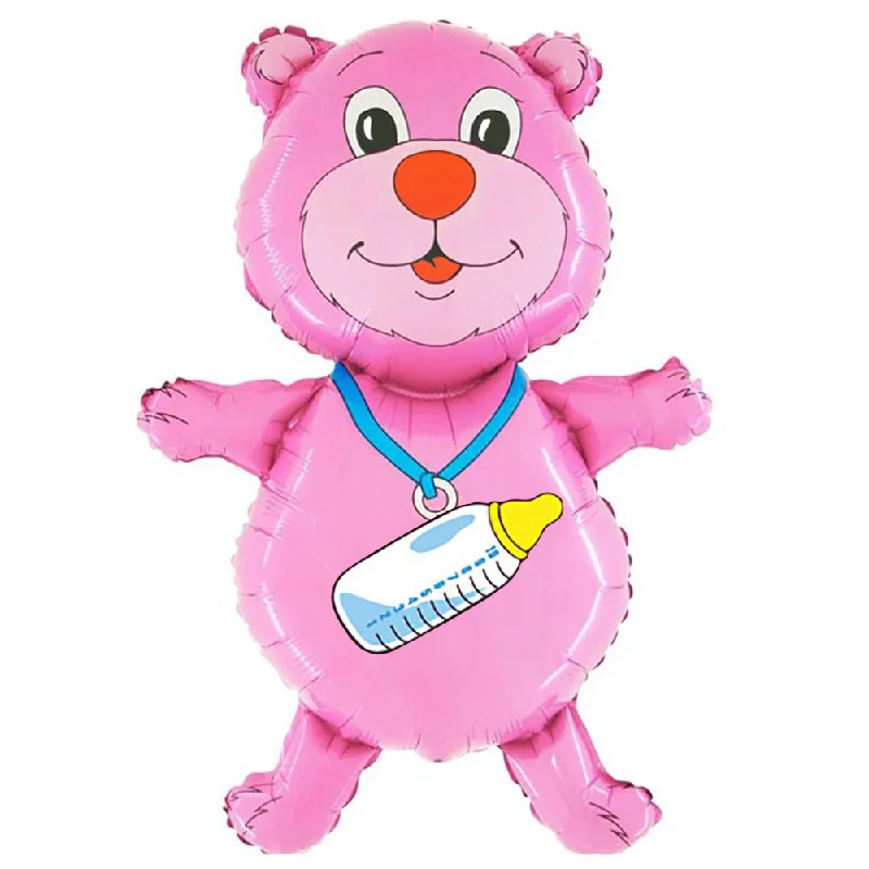 Letter embroidery 37 inch BOTTLE BEAR - PINK
