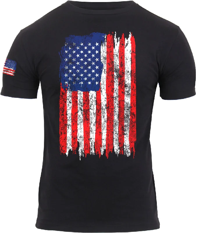 Avant-garde Design Red / White / Blue Distressed US Flag Athletic Fit T-Shirt