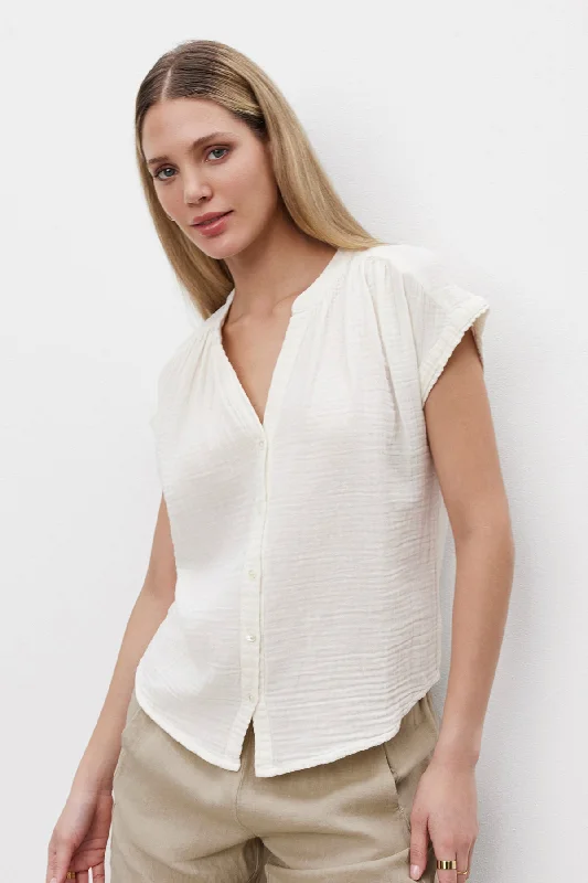 French Style PAMELA COTTON GAUZE BUTTON-UP TOP