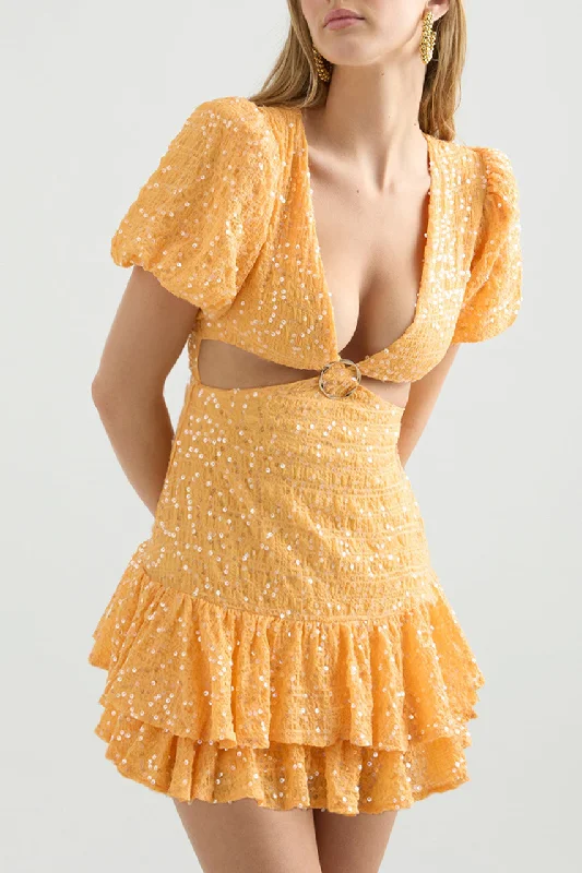 Luxury Style ESTHER MINI DRESS - ORANGE