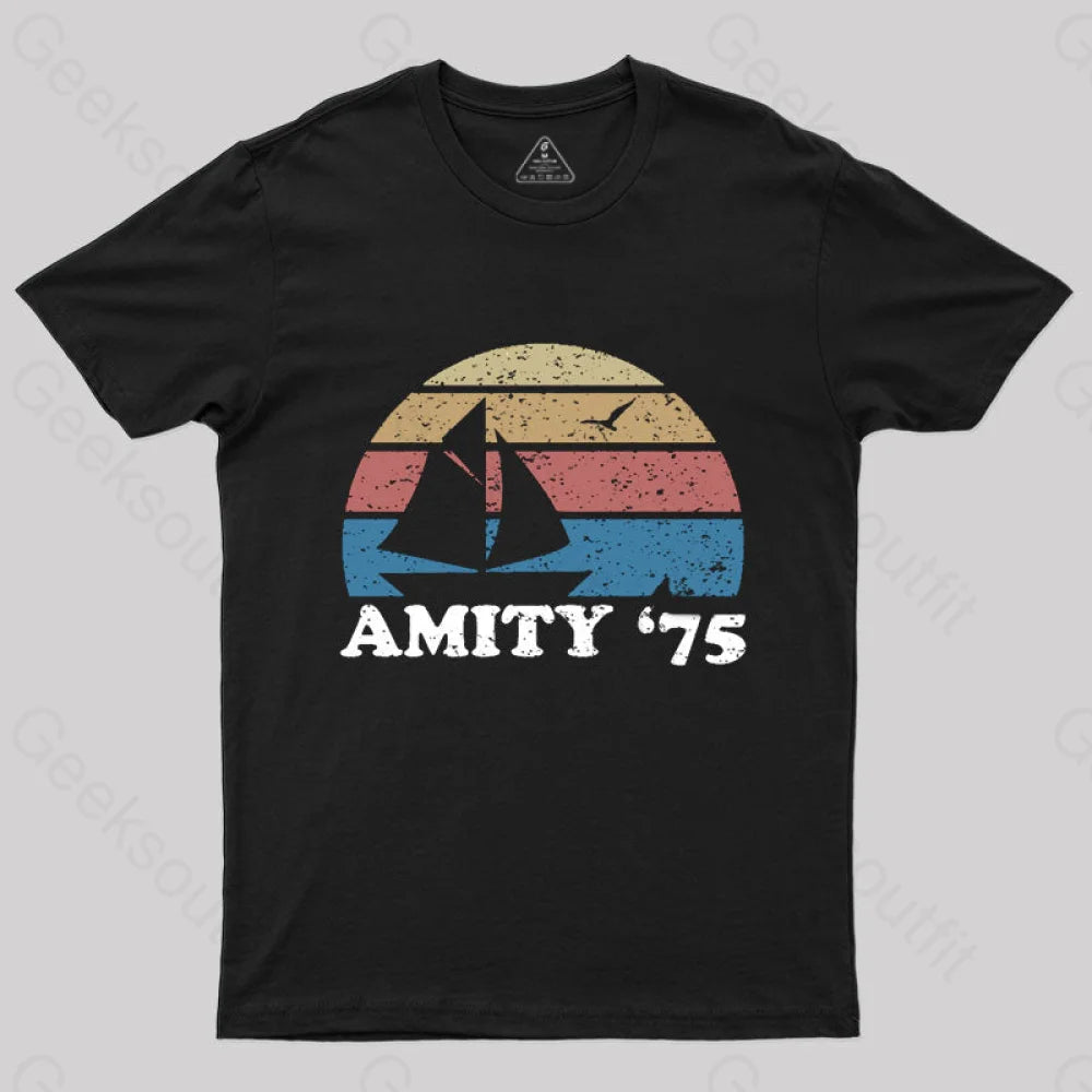 Street Graffiti Design Amity Beach '75 The Summer of Jaws Geek T-Shirt