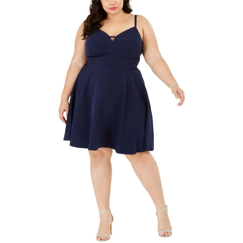 Elegant And Lazy City Studio Womens Cami Notch-Front Slip Dress, Blue, 16W