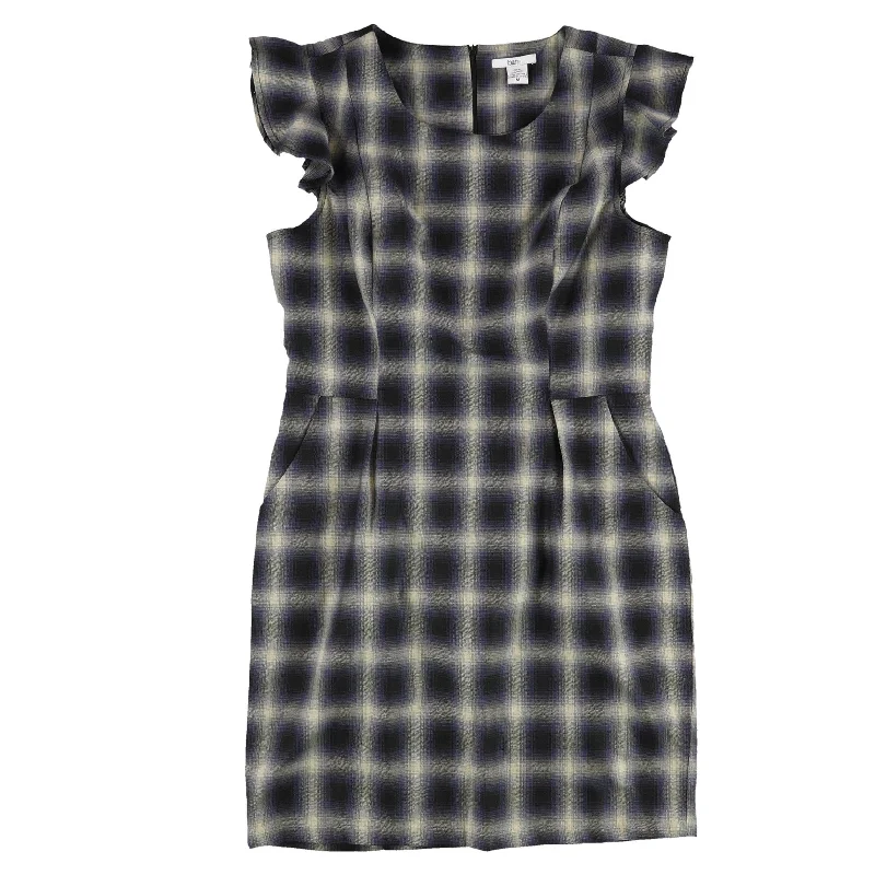Knitted Design Bar Iii Womens Retro Flannel Shift Dress