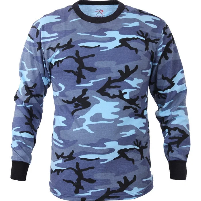 Personal Design Sky Blue Camouflage - Military Long Sleeve T-Shirt