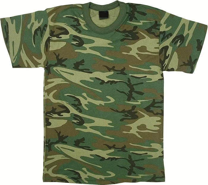 Design Perception Woodland Camouflage - Heavyweight Kids Military T-Shirt
