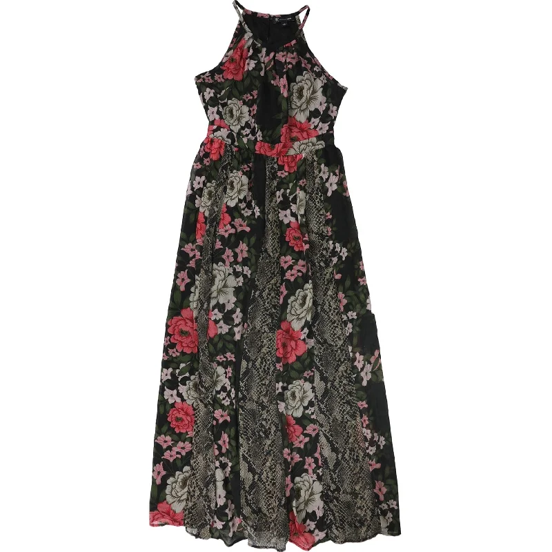 Literary Style I-N-C Womens Floral Maxi Dress, Black, 2