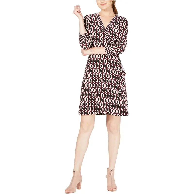 Sweet Girl I-N-C Womens Geometric Wrap Dress, Red, X-Large