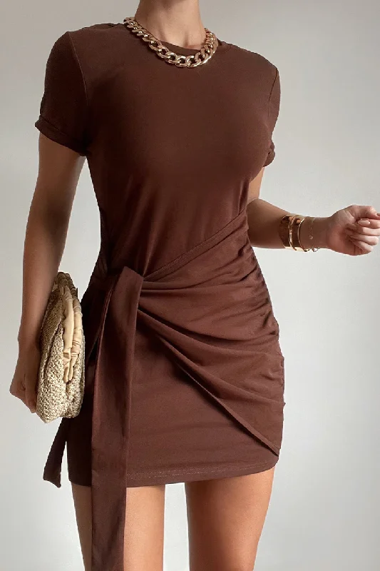 Black And White Style Winnie Shirt Dress - Chocolate