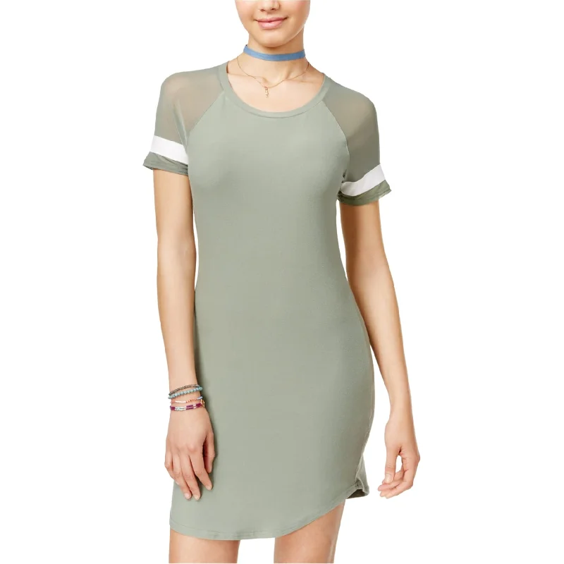 Effortless Wear Ultra Flirt Womens Illusion-Sleeve Shirt Dress, Green, Small
