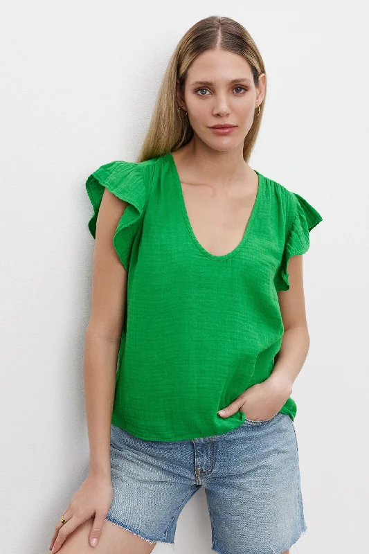 Fresh And Natural REMI RUFFLE SLEEVE TOP