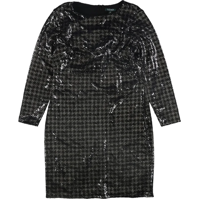 Fashion Elements Ralph Lauren Womens Sequined Cocktail Dress, Black, 2