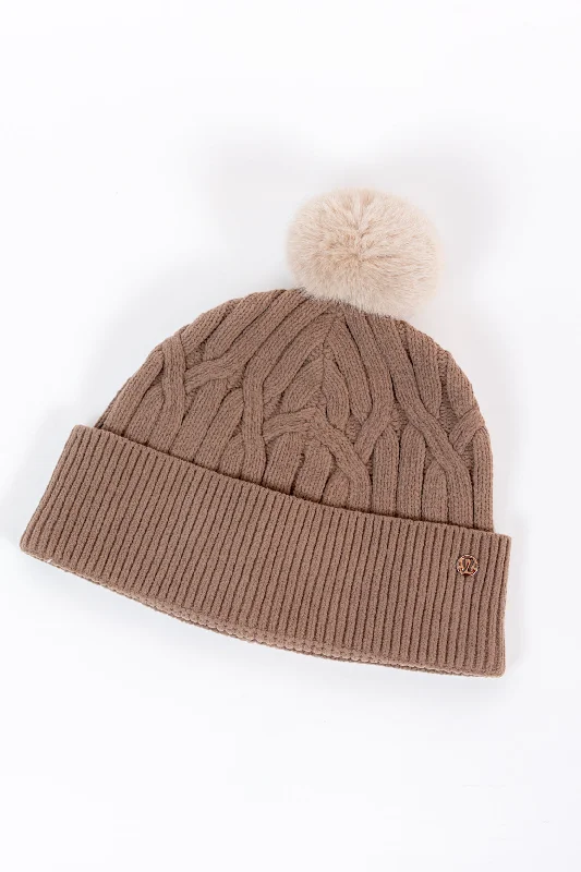Street Fashion Cable Knit Pom Pom Beanie | Taupetastic