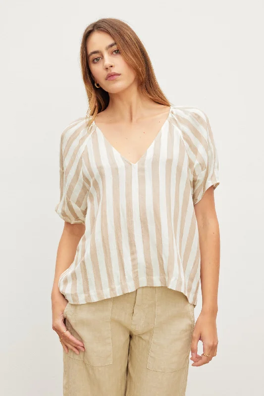 Classic Series KATY STRIPED LINEN TOP
