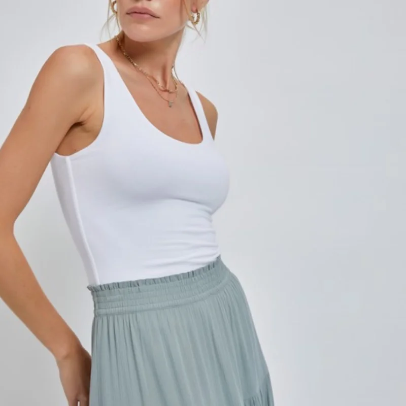 Fashionable And Versatile Jersey Soft Double Layered Top Off White