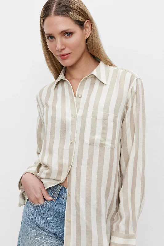 Effortless Elegance HARLOW STRIPED LINEN BUTTON-UP SHIRT