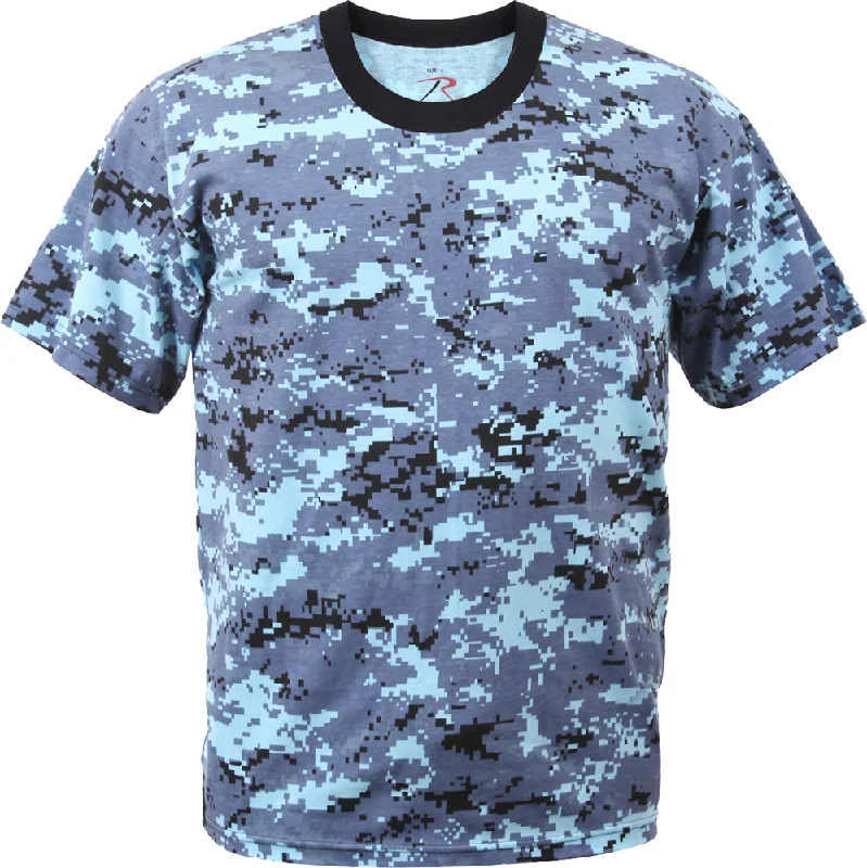 New Design Sky Blue Digital Camo Military T-Shirt