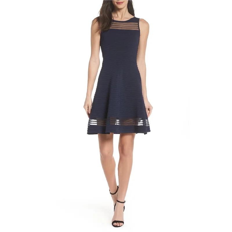 Soft Touch French Connection Womens Tobey Crepe Fit & Flare Dress, Blue, 4