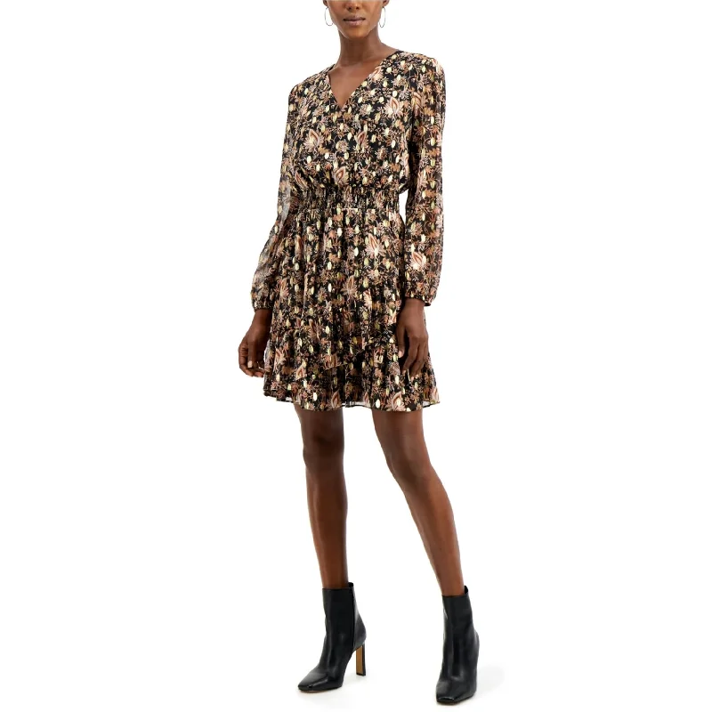 Comfortable Wear I-N-C Womens Floral Mini Ruffled Surplice Dress
