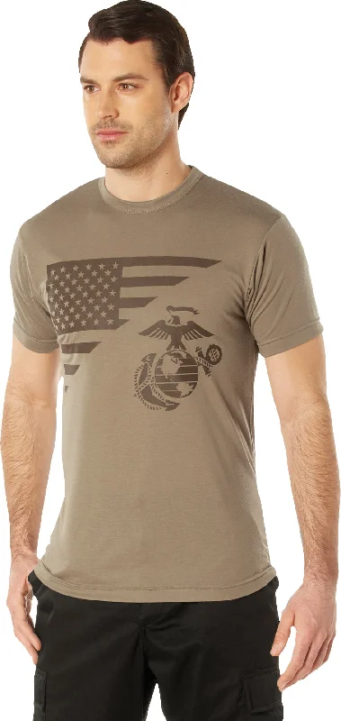 Perfect Tailoring Rothco Coyote Brown USMC Eagle, Globe, & Anchor Moisture Wicking T-Shirt