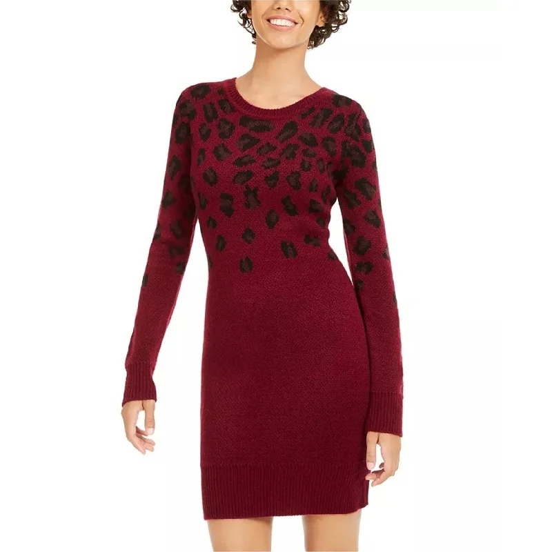 Celebrity Style BCX Womens Cheetah Sweater Dress, Red, Medium