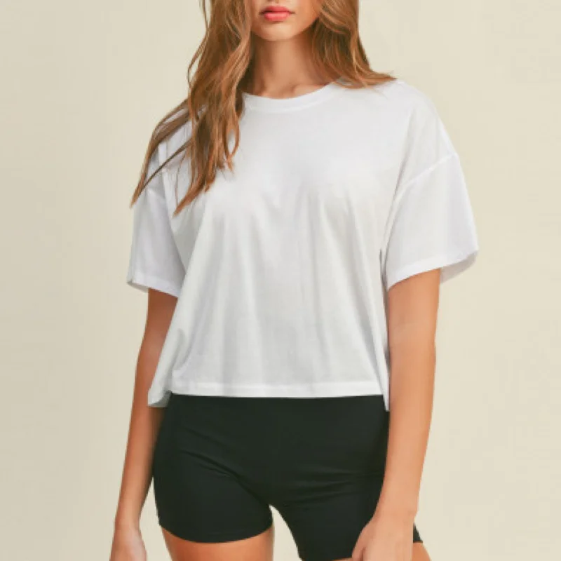 Mid-length Style Febe Oversized Crop Top White