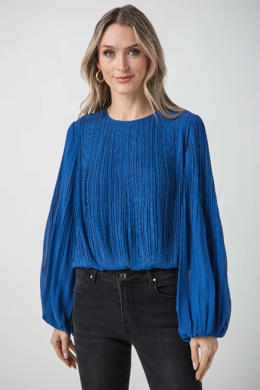 Comfortable Design Pinch Pleated Long Sleeve Bubble Top