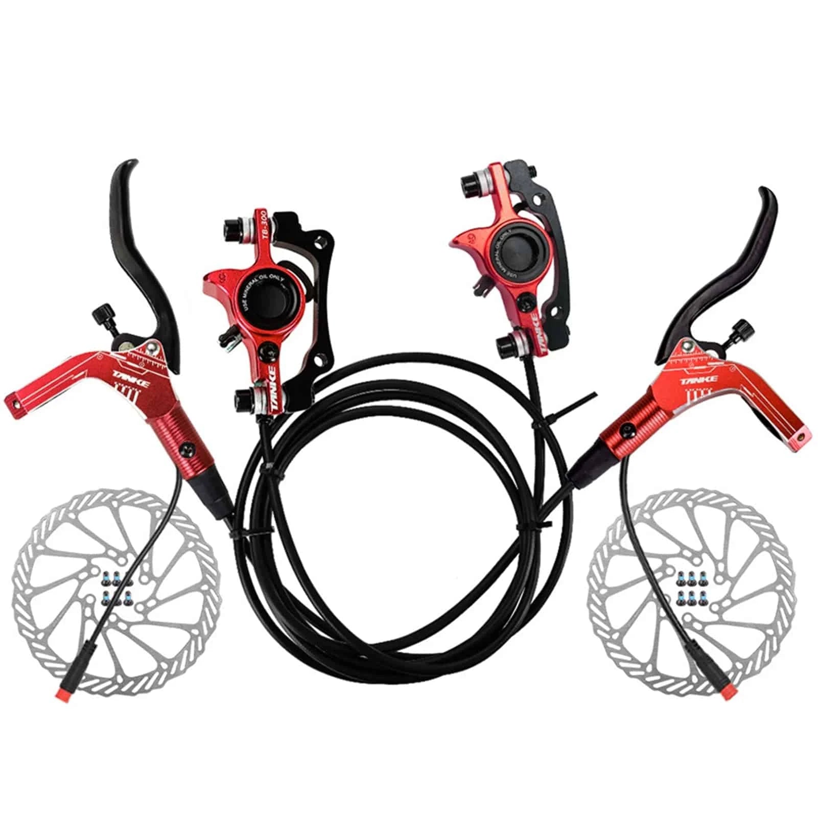 High Street Series E-Bike Hydraulic Brake Set with 160mm Rotors Front and Rear Hydraulic Disc Brake Caliper Lever for Electric Bike Bicycle Scooter