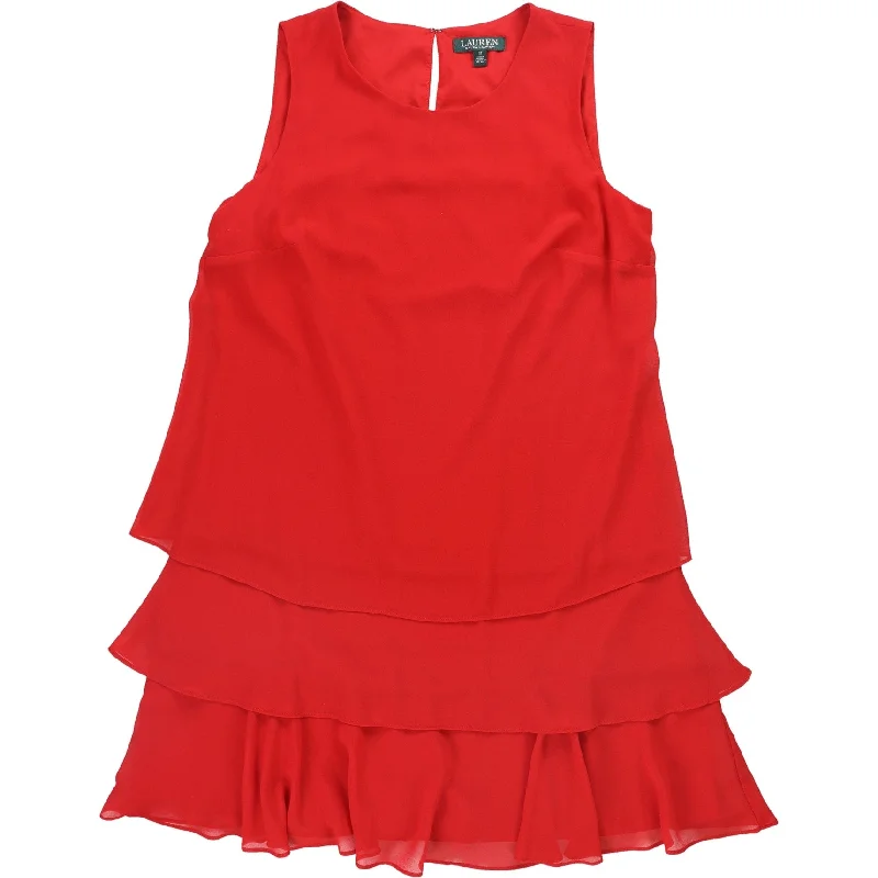 Soft Comfort Ralph Lauren Womens Solid Ruffled Tie, Red, 12