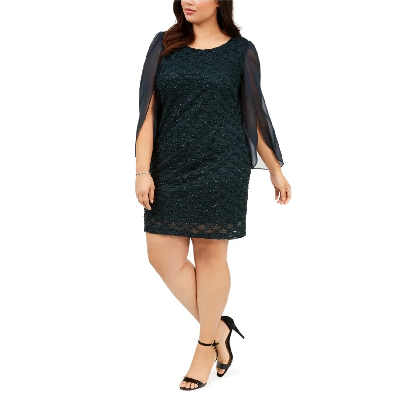 Cool Summer Connected Apparel Womens Textured Cocktail Dress, Green, 22W